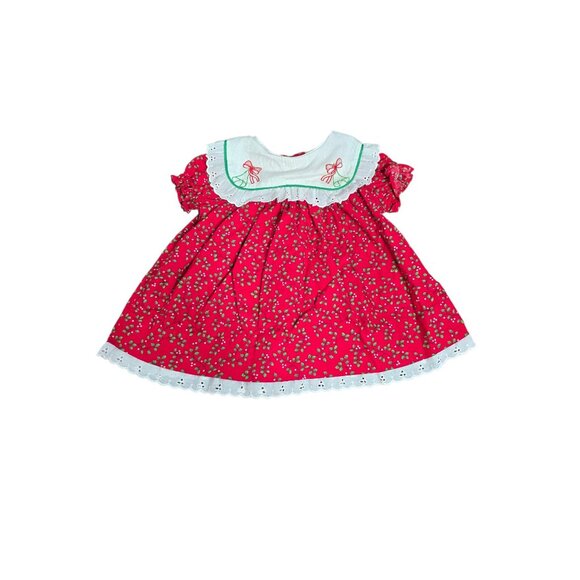 Rare Editions Other - ❤️Vintage Rare Editions Red Holly Christmas Dress Cotton 6-9 Months